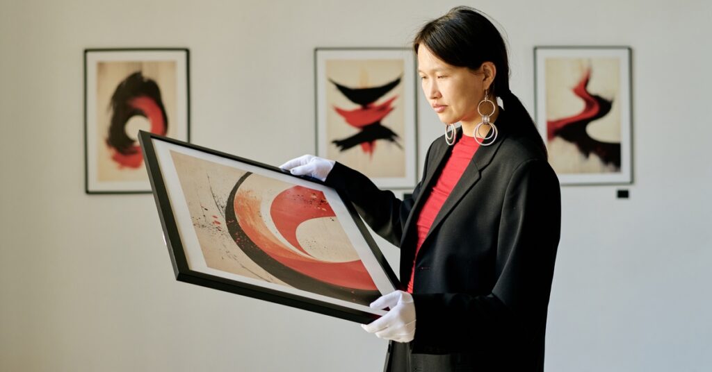 framed piece of abstract art.